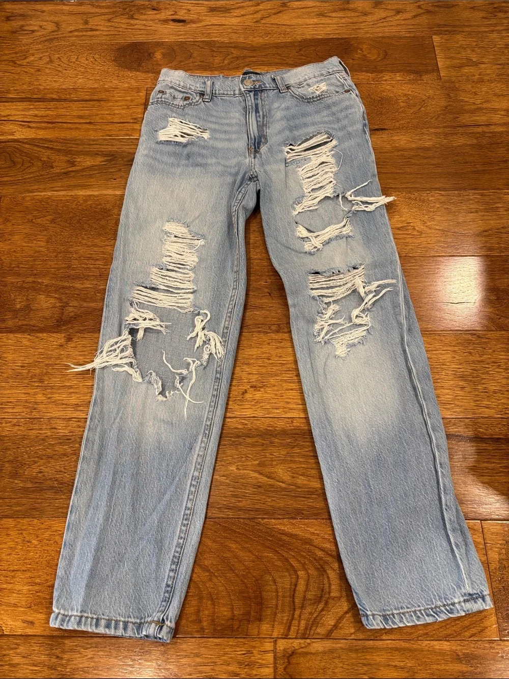 Aeropostale Light Blue Distressed Mom Jeans